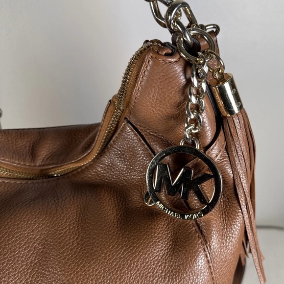 Michael Kors Leather 2way shoulder Crossbody Tote Brown Gold hobo  shoulder bag - Picture 4 of 14
